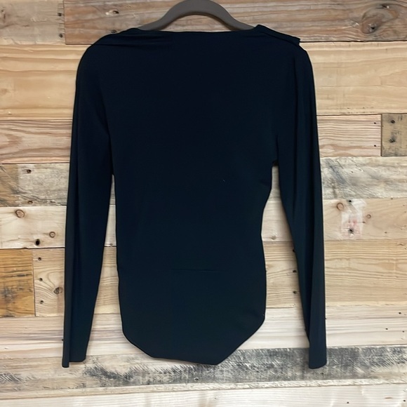 J. Crew size Small Black Ruffled Wrap Soft & Stretchy Bodysuit with Snap Closure - Picture 9 of 9